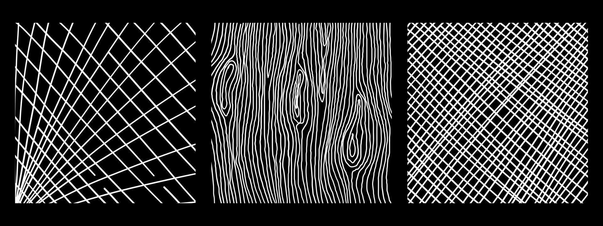 Set of textures with different patterns. Hand drawn line texture set. vector