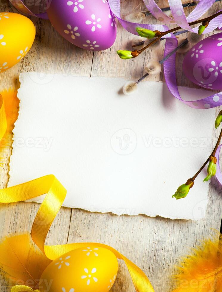 art Easter background with Easter eggs photo