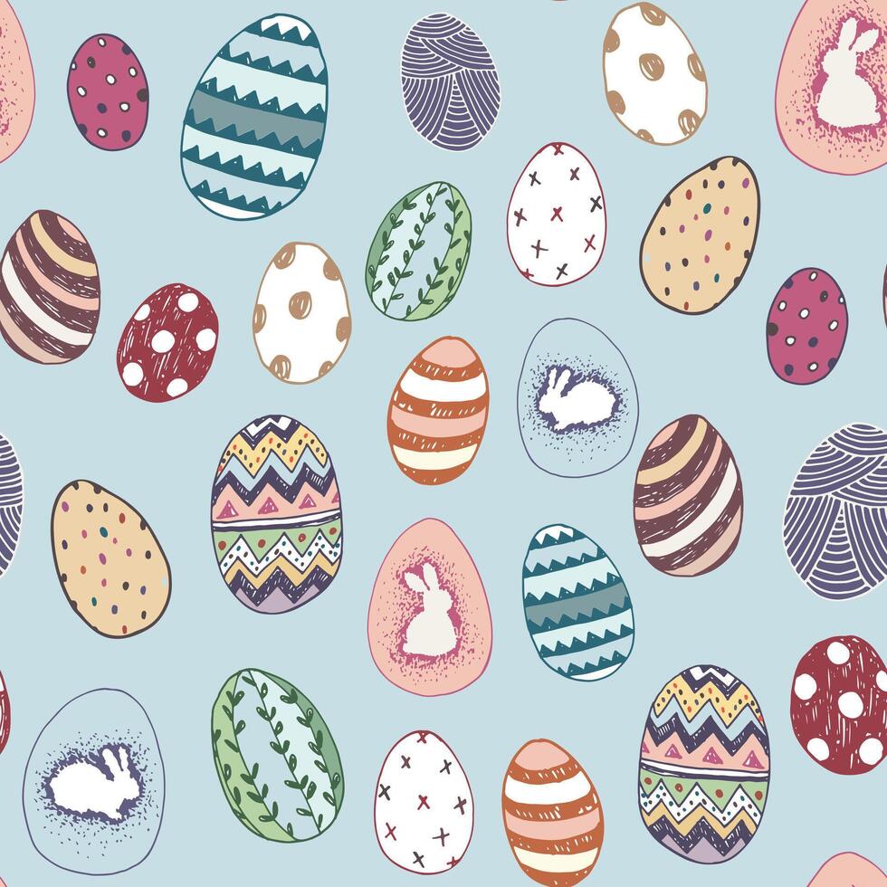 Easter eggs vector seamless pattern.