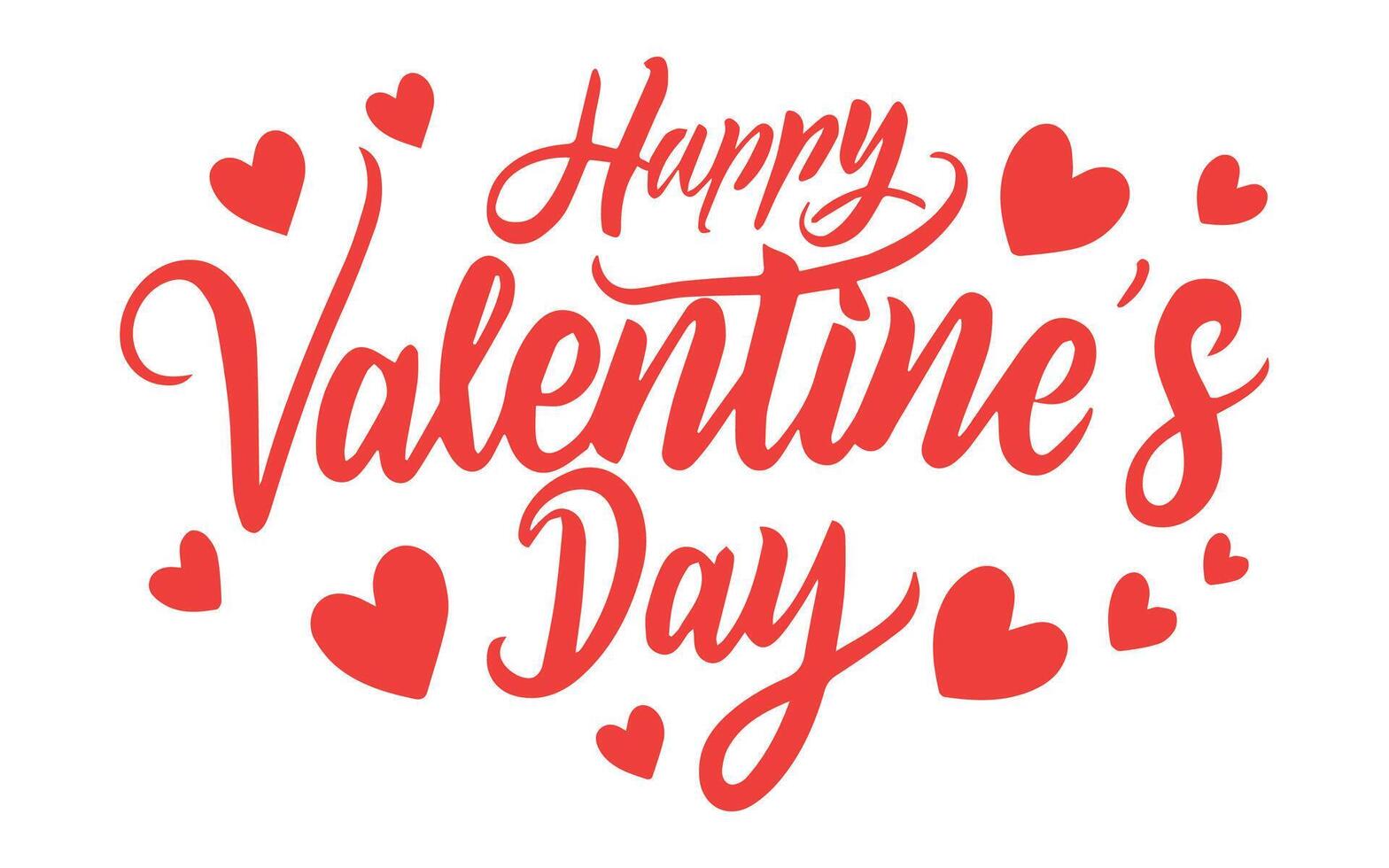 Happy Valentine's Day script font design with hearts pattern. Romantic love wallpaper banner. vector