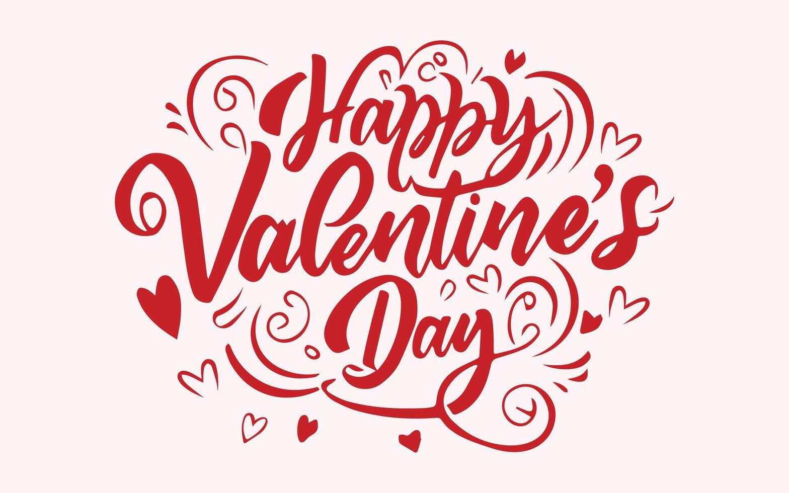 Valentine's Day hand drawn typography with elements quote Happy Valentine's Day. vector