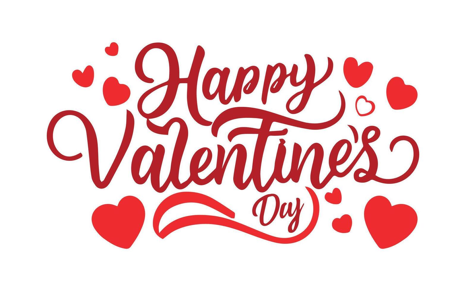 Happy Valentines Day vector typography poster with handwritten red calligraphy text, isolated on white background. valentine Illustration