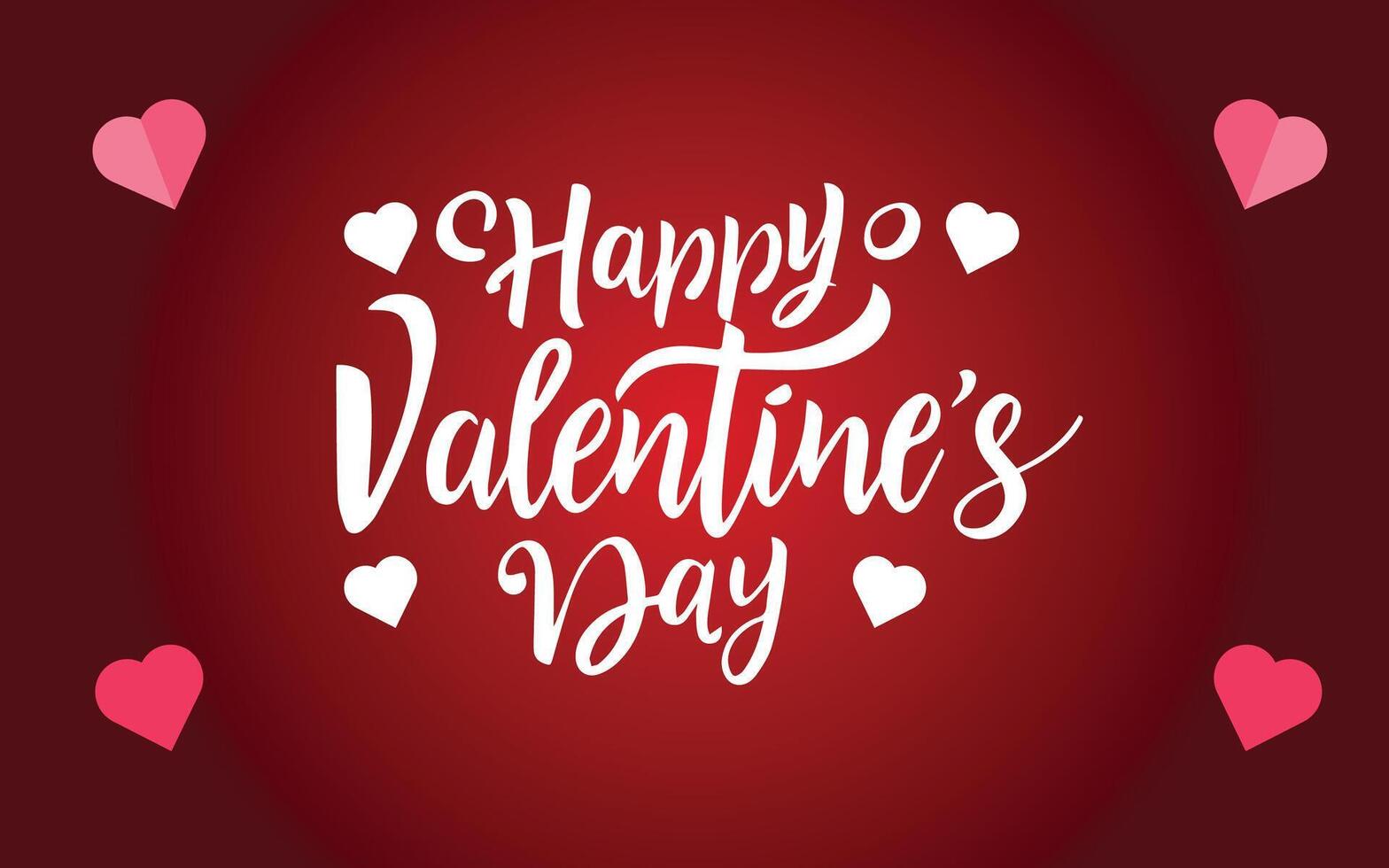 Handwritten Romantic Greeting Card with Text Happy Valentines Day. vector