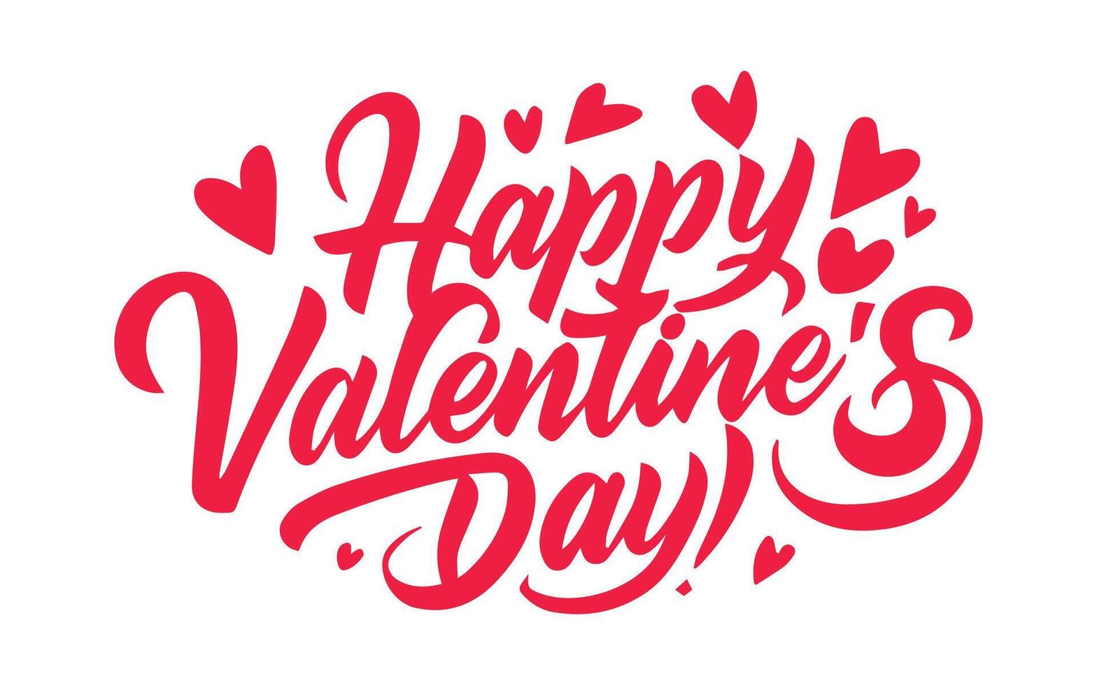 Happy Valentines Day vector handwritten lettering text with hearts. Holiday design letters to greeting card, poster, congratulate, calligraphy text