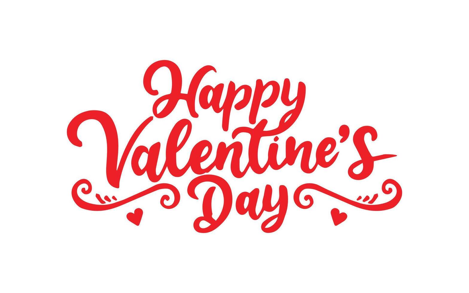 Happy Valentine's Day typography poster with handwritten calligraphy text, isolated on white background. vector