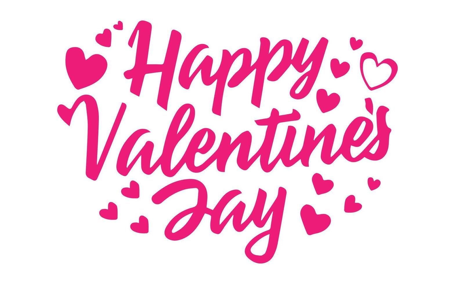 Happy Valentines Day typography poster with handwritten calligraphy text, isolated on white background. Pink color and paper Vector Illustration