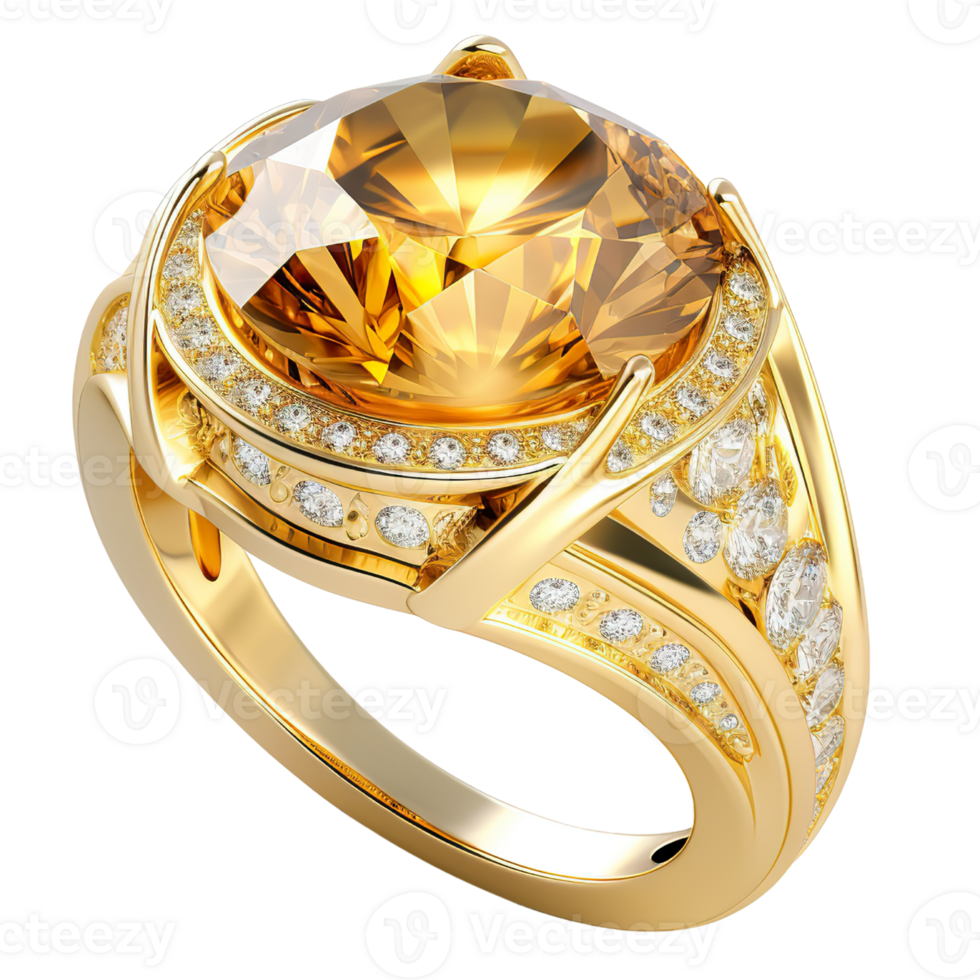 AI generated Sophisticated Golden Ring with Gemstone - Elegant Jewelry Illustration png