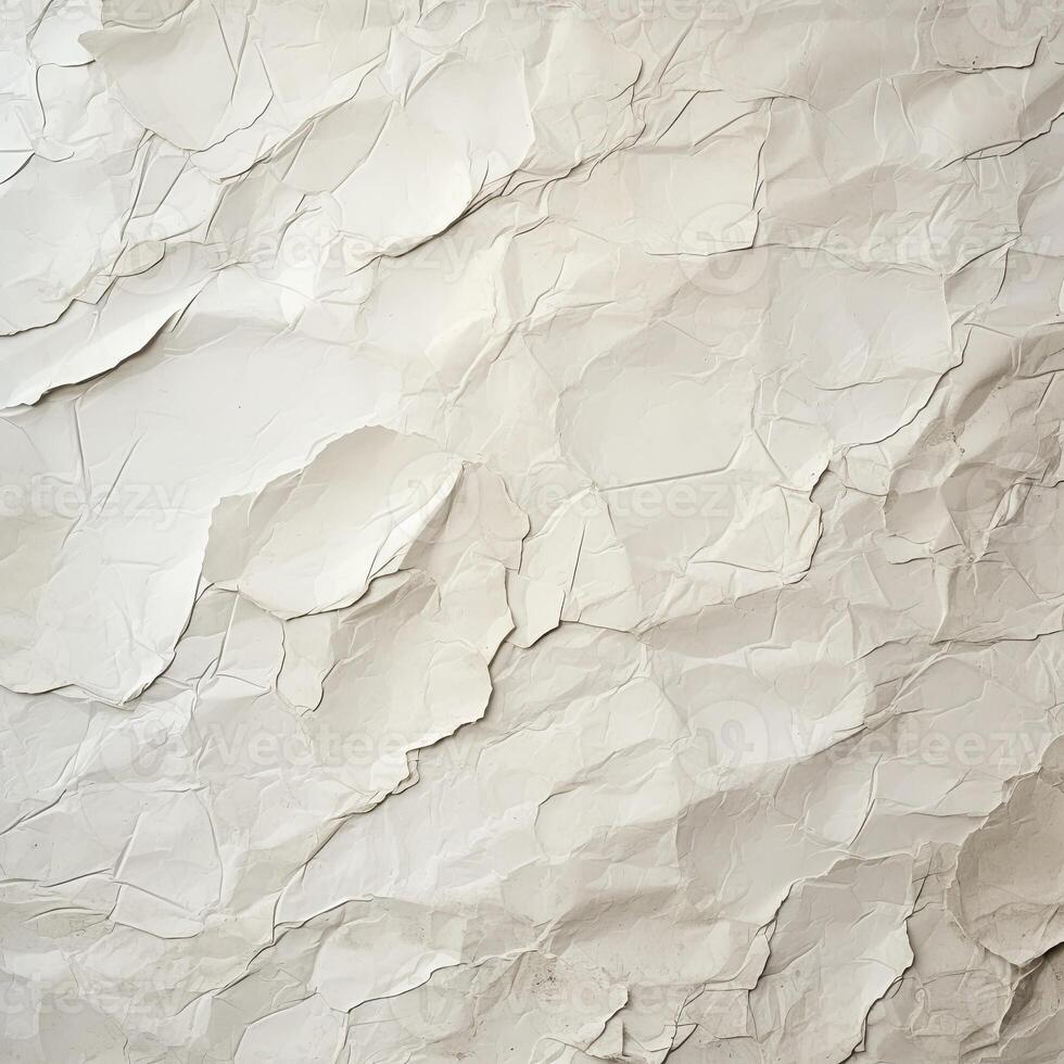 AI generated White recycled craft paper texture background. Abstract gray material old vintage page very crumpled. photo