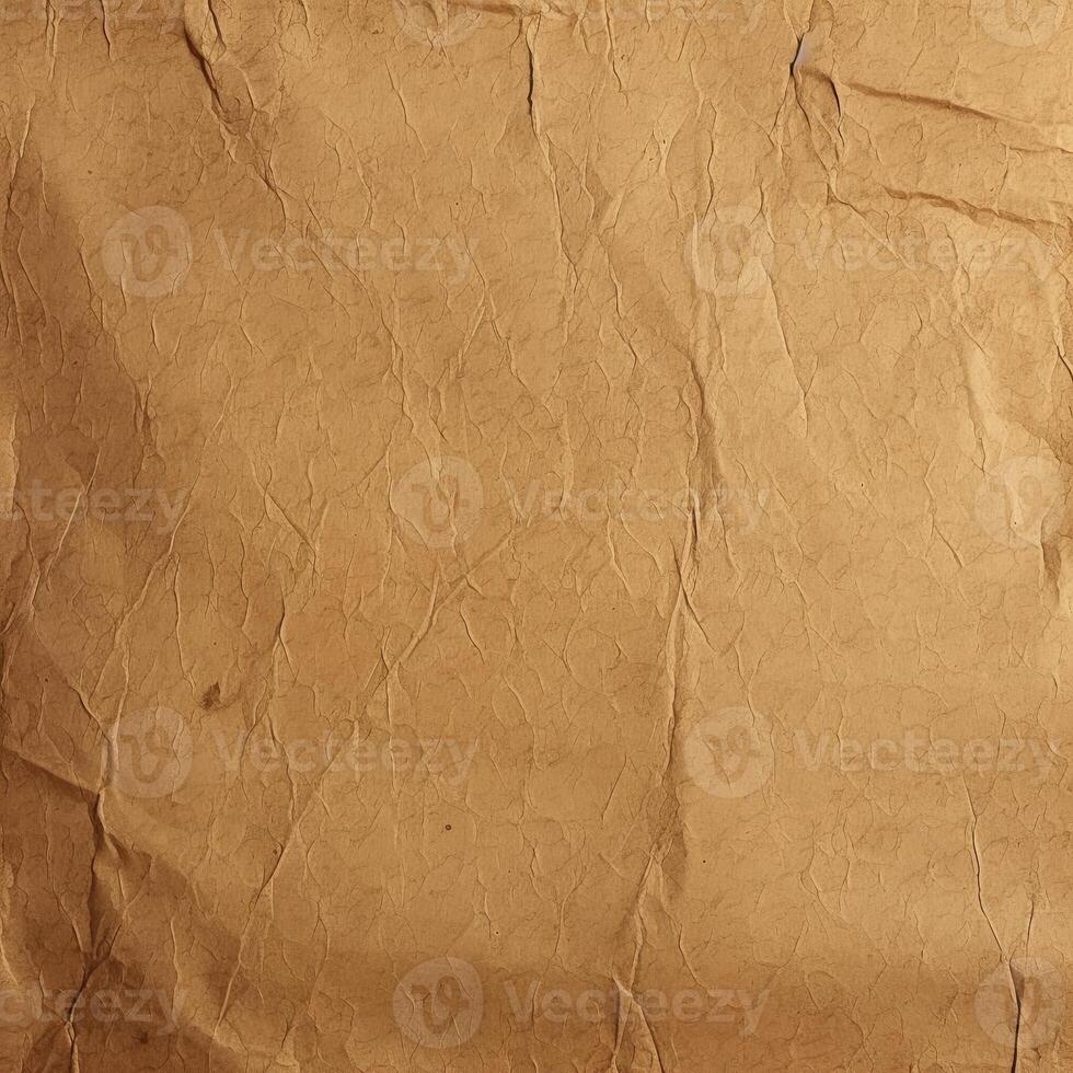 AI generated brown recycled old craft paper texture background. Abstract brown material old vintage page crumpled. photo