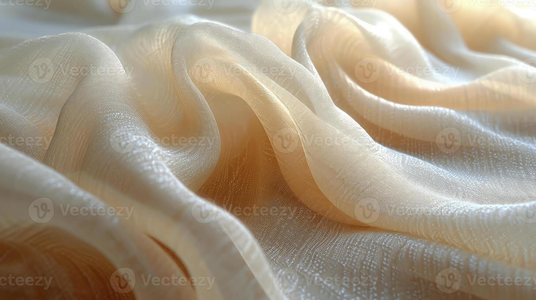 AI generated Warm toned soft silk fabric wavy background. The luxurious fabric texture is very realistic and detailed. photo