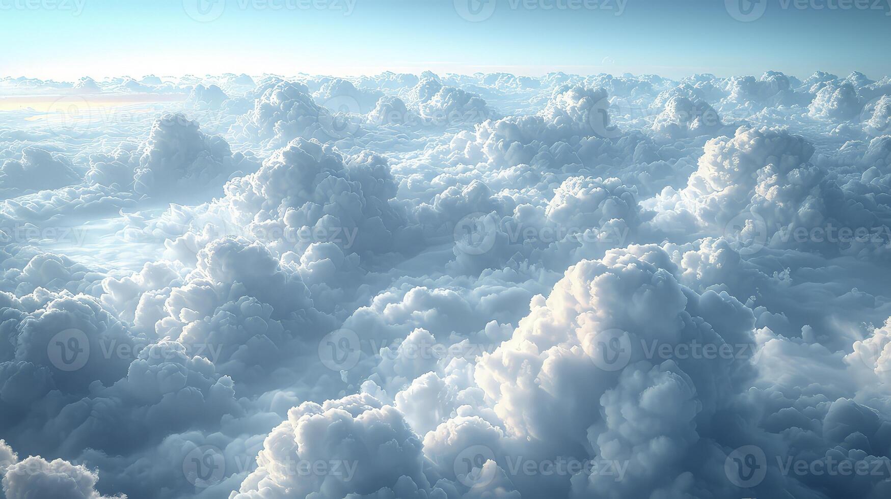 AI generated a cloudy morning sky with a thin layer of Cirrostratus clouds which adds to the softness of the atmosphere. photo