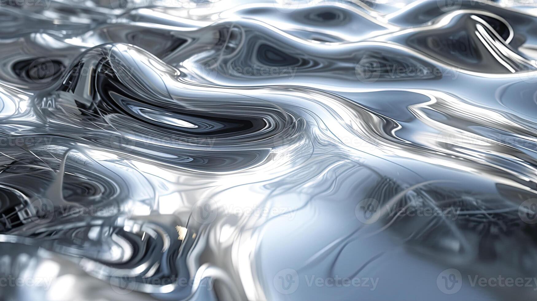 AI generated Liquid Chrome Background. The mesmerizing of liquid chrome graphic design. the brilliance and dynamic nature of liquid chrome, unique visual qualities. futuristic and high-tech elements. photo