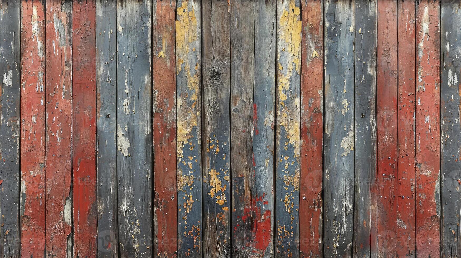 AI generated Timeworn wood planks, each bearing the unique charm of cracks and alluring wood fibers. Old wood background. photo