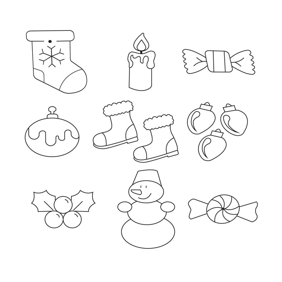 Christmas icons set. Vector illustrations.