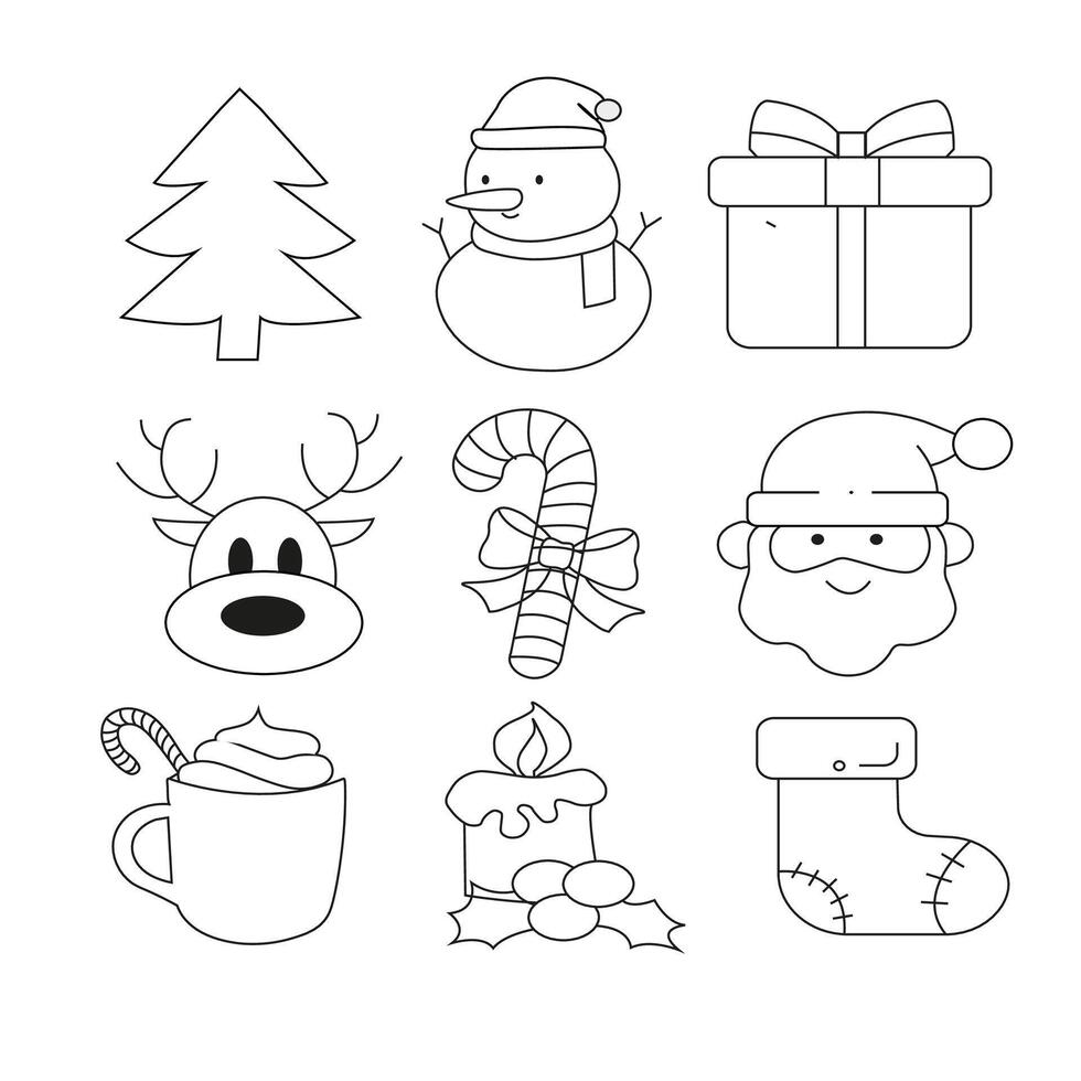 Christmas icons set. Vector illustrations.