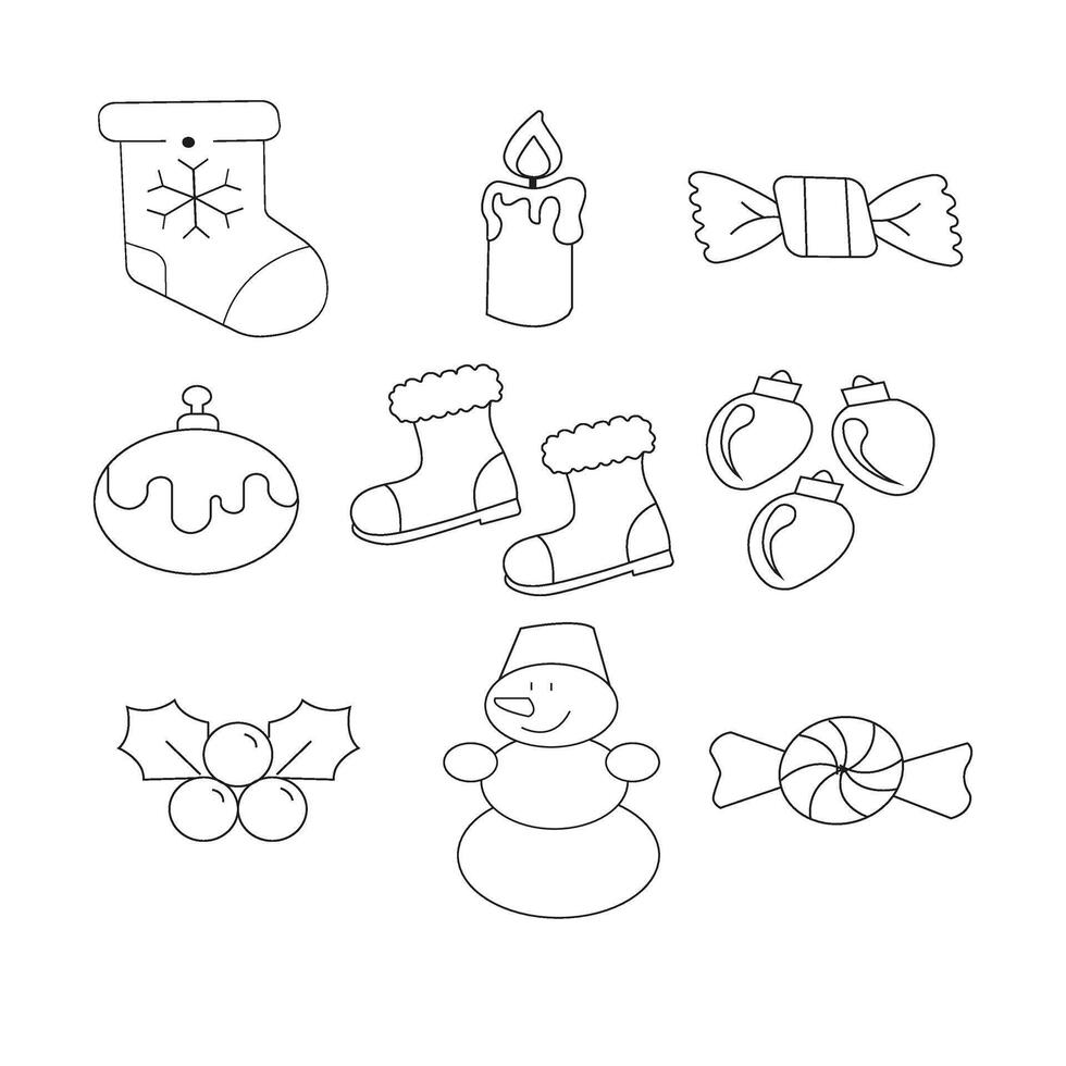 Christmas icons set. Vector illustrations.