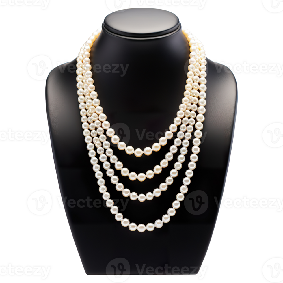 AI generated Timeless Elegance, White Pearl Necklace Displayed in Luxury png