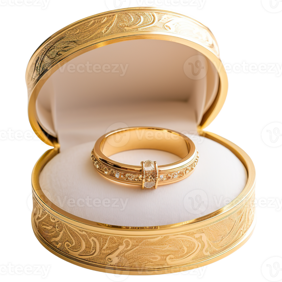 AI generated Wedding Ring in Box, Symbol of Love and Commitment png