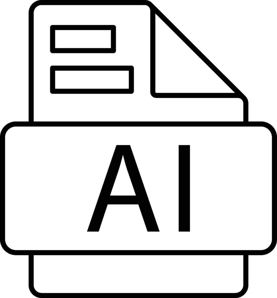 Rounded filled Editable stroke AI File Icon vector