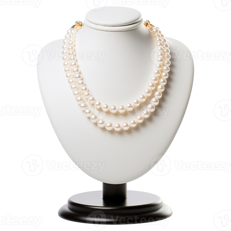 AI generated Pearl Necklace in Fashionable Display Stand, Jewelry Elegance png