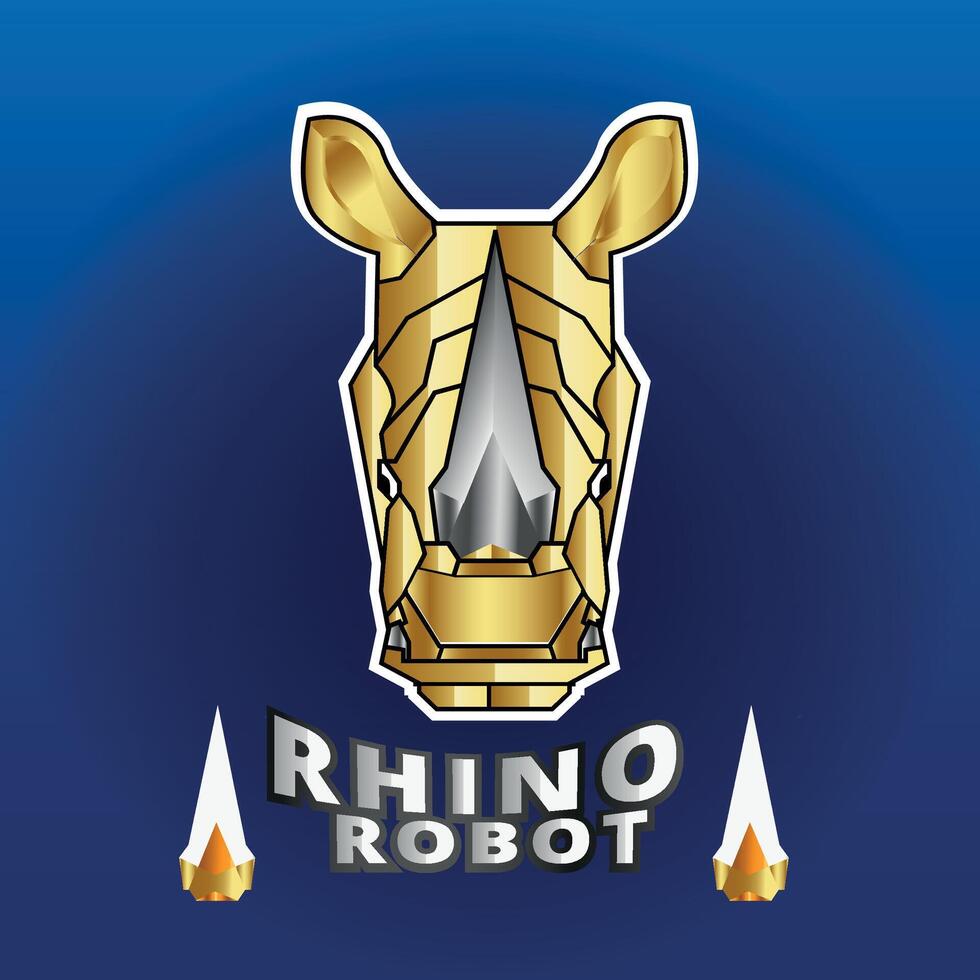 rinoceronte oro robot futurista ilustración vector