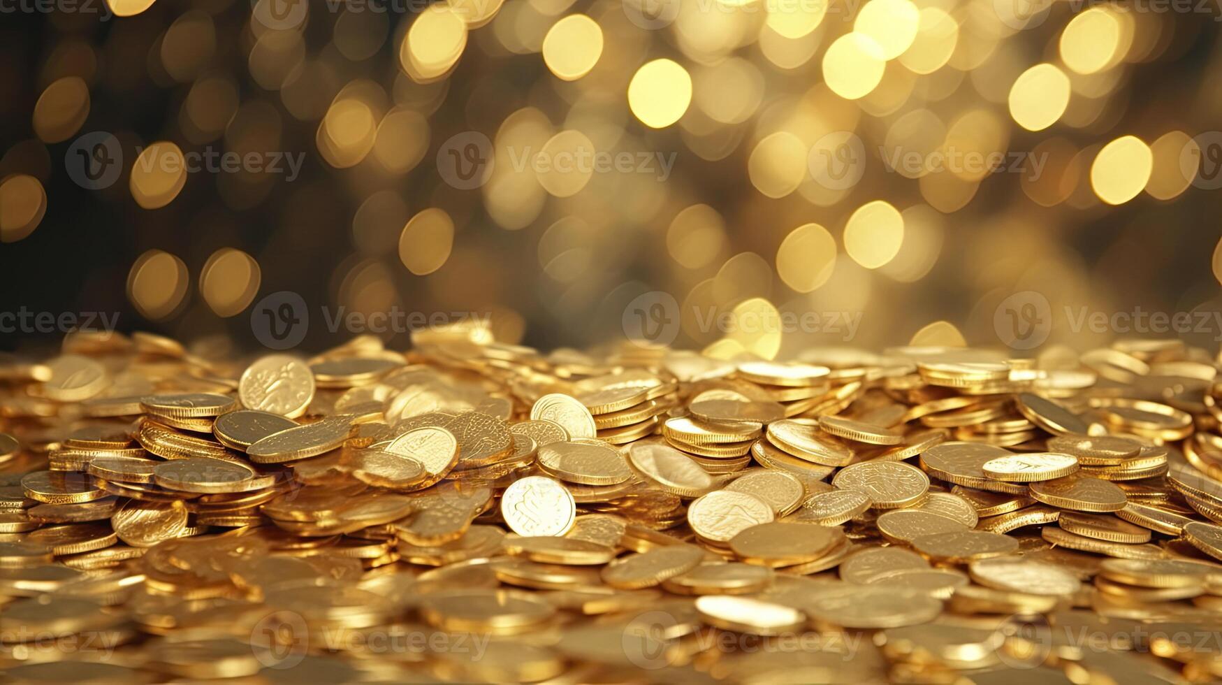AI generated Shimmering golden coins USD cascading in slow motion, aesthetic style, photo