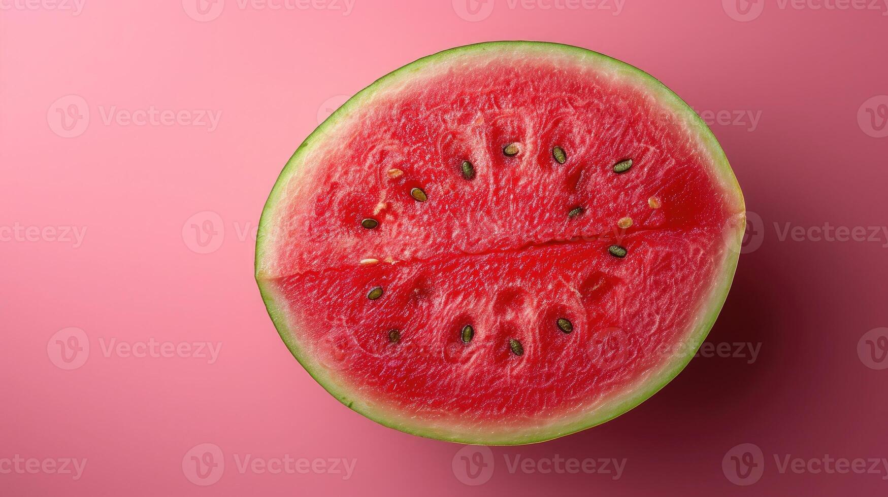 AI generated Slices watermelon with vibrant red and green hues, shot from an overhead perspective. photo