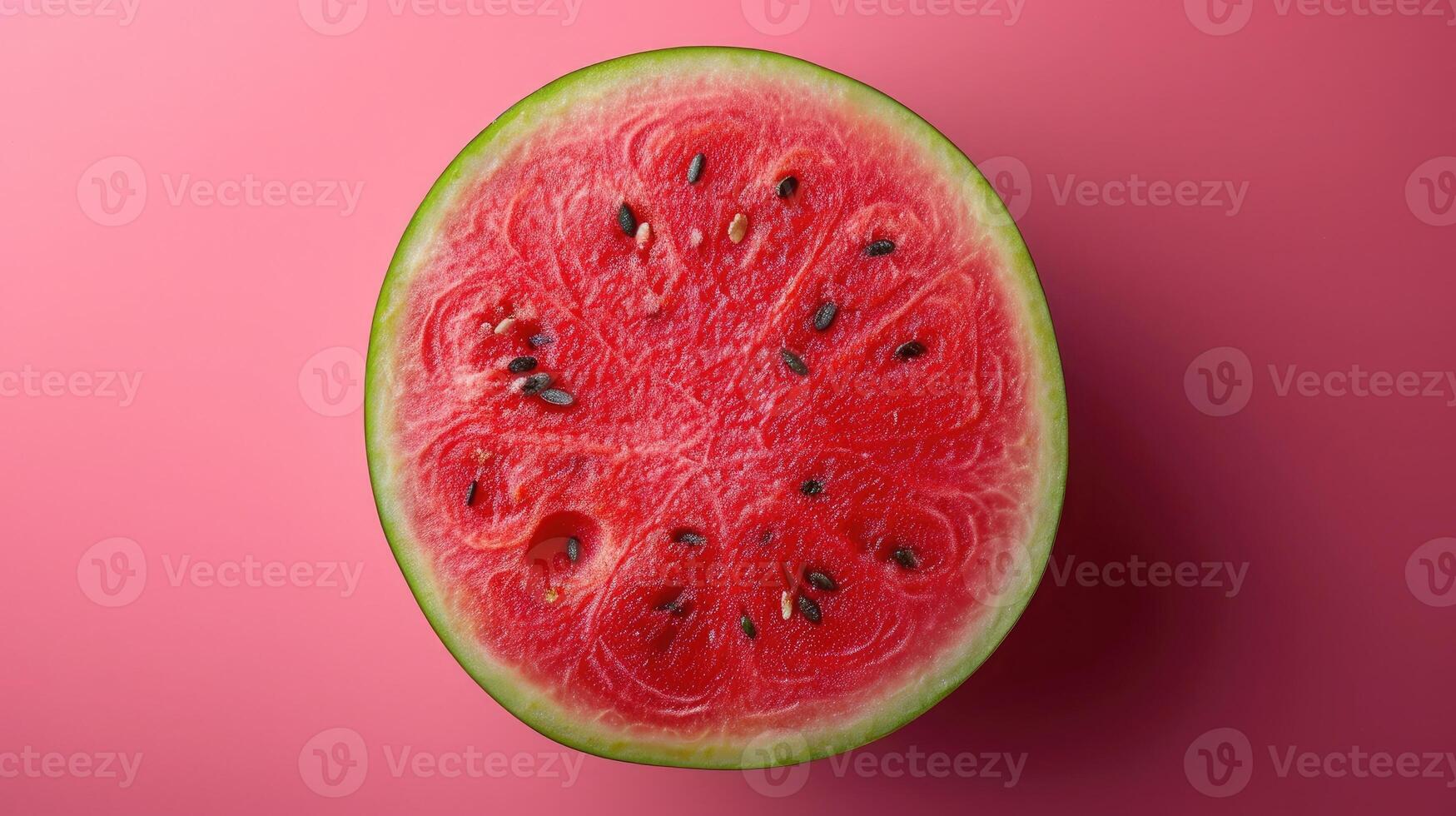 AI generated Slices watermelon with vibrant red and green hues, shot from an overhead perspective. photo