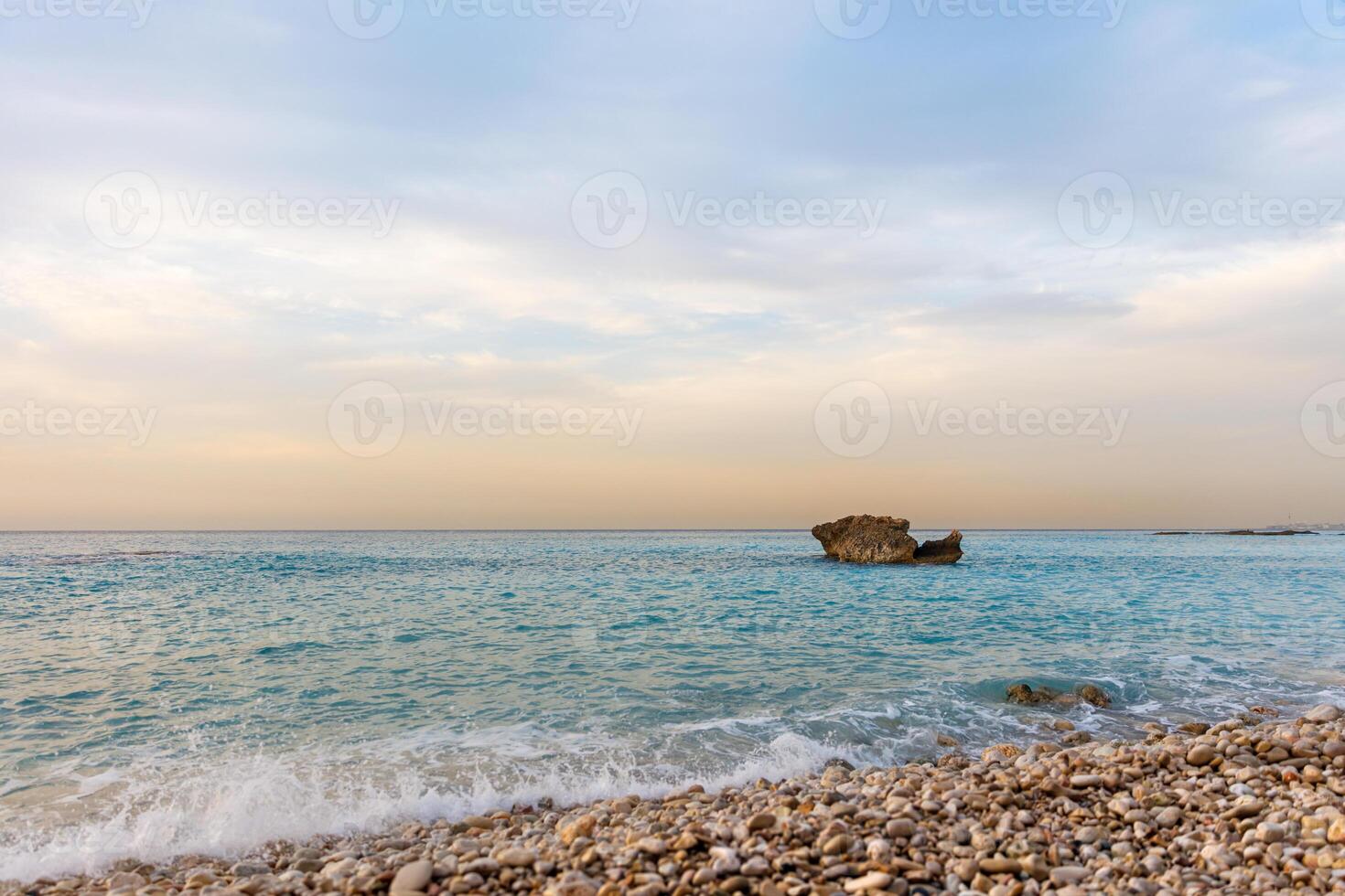 Beautiful stony coast landscape background photo