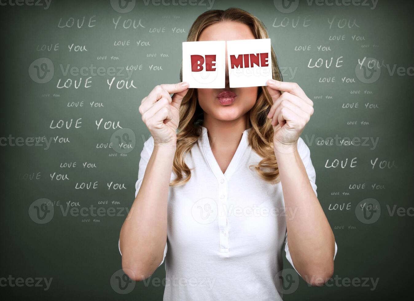Romantic female in the class photo