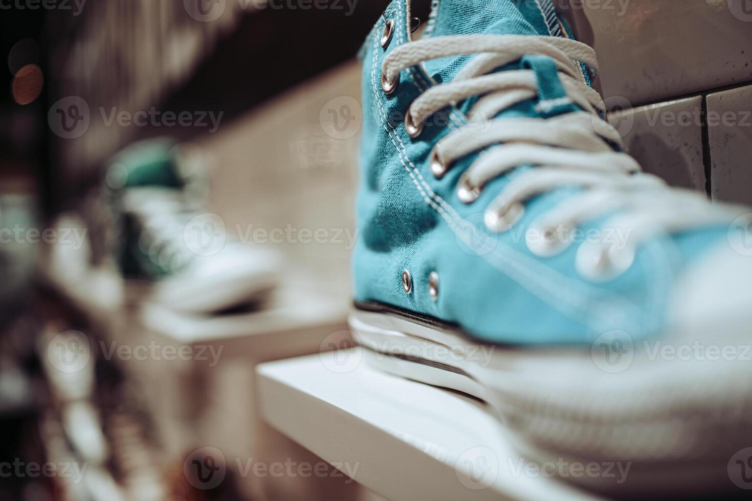 Beautiful Blue Retro Shoes in the Store photo