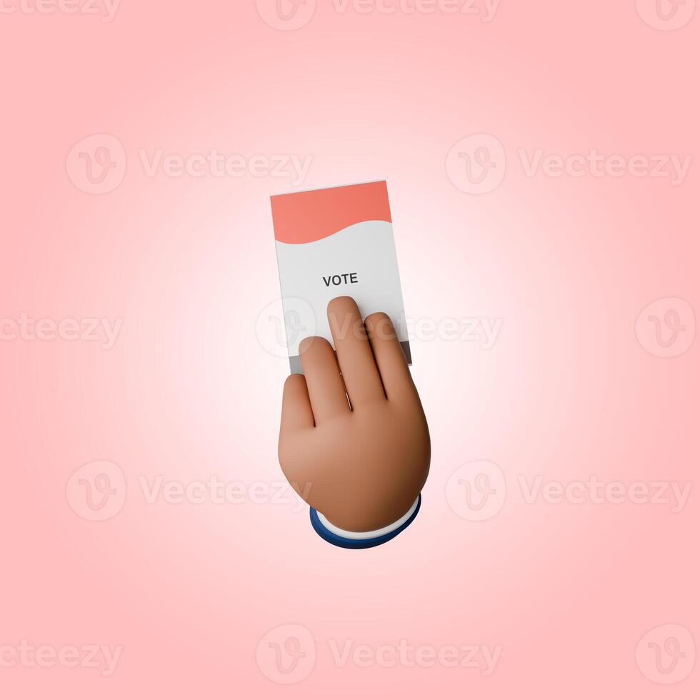 3D render of hand icon holding voting papers for general elections or Pemilu for the president and government of Indonesia photo