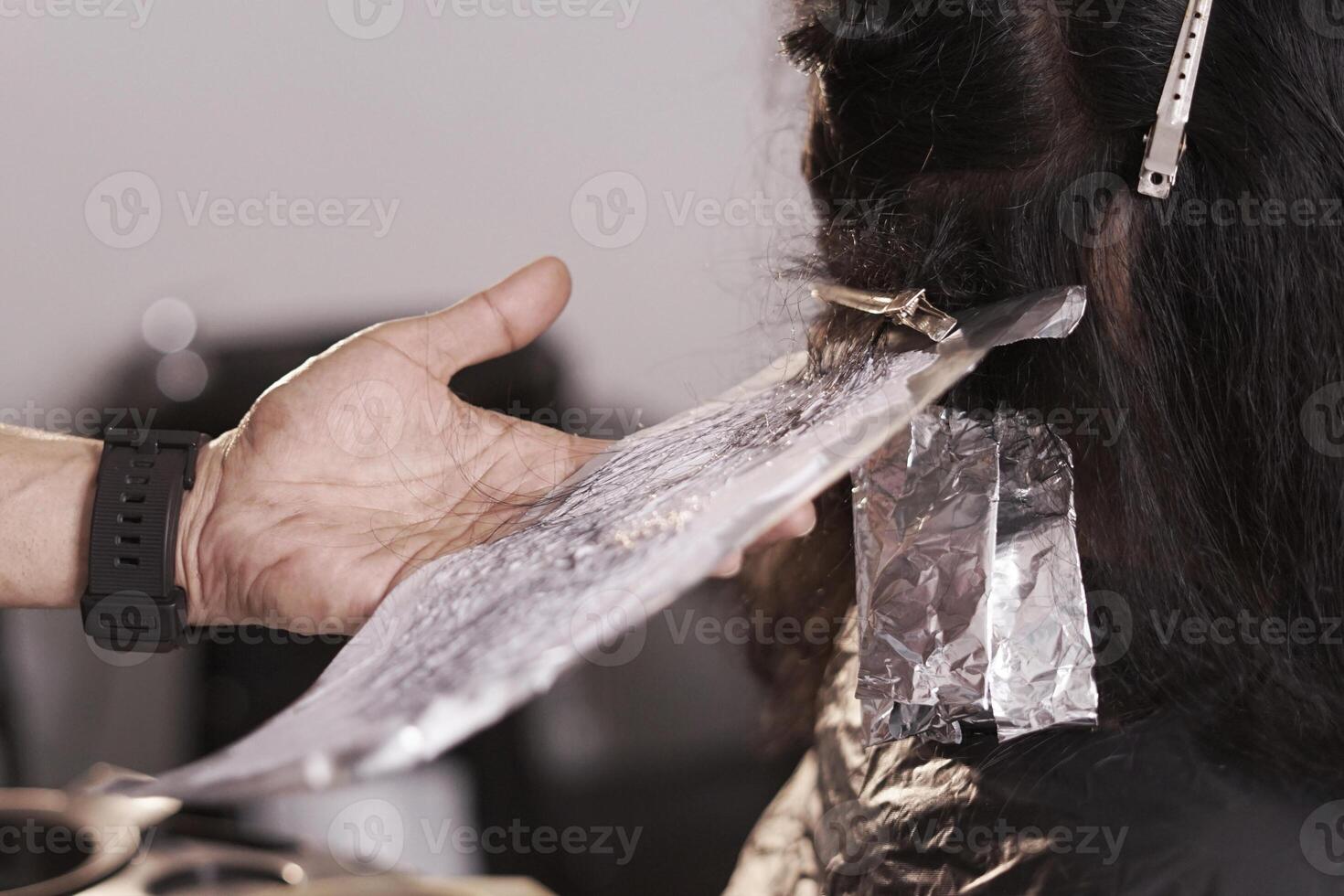 pelo corte tecnicas, en el salón foto