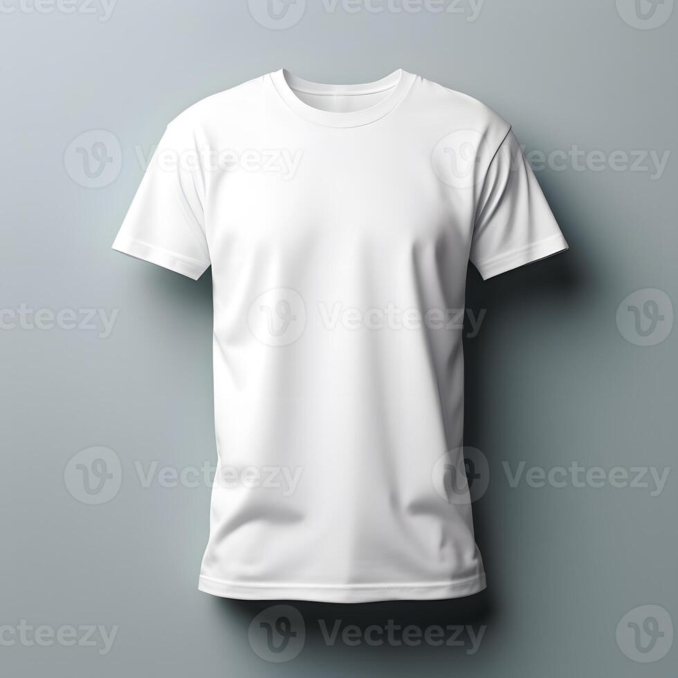 ai generado png blanco camiseta Bosquejo en un gris antecedentes foto