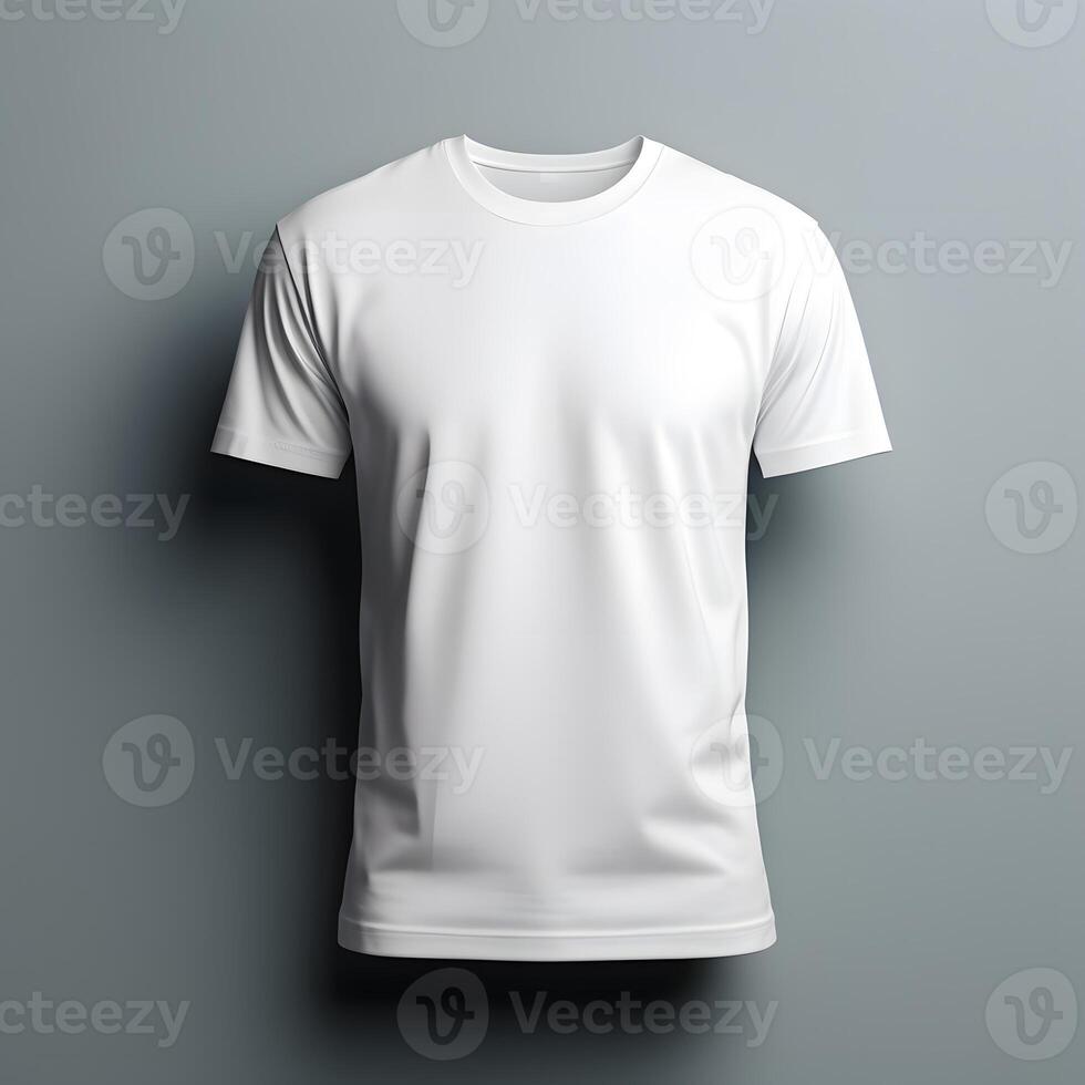 ai generado png blanco camiseta Bosquejo en un gris antecedentes foto