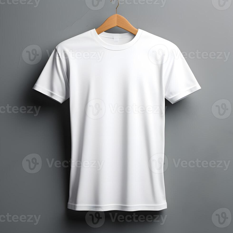 AI generated PNG Blank Tshirt Mockup on a Gray Background photo