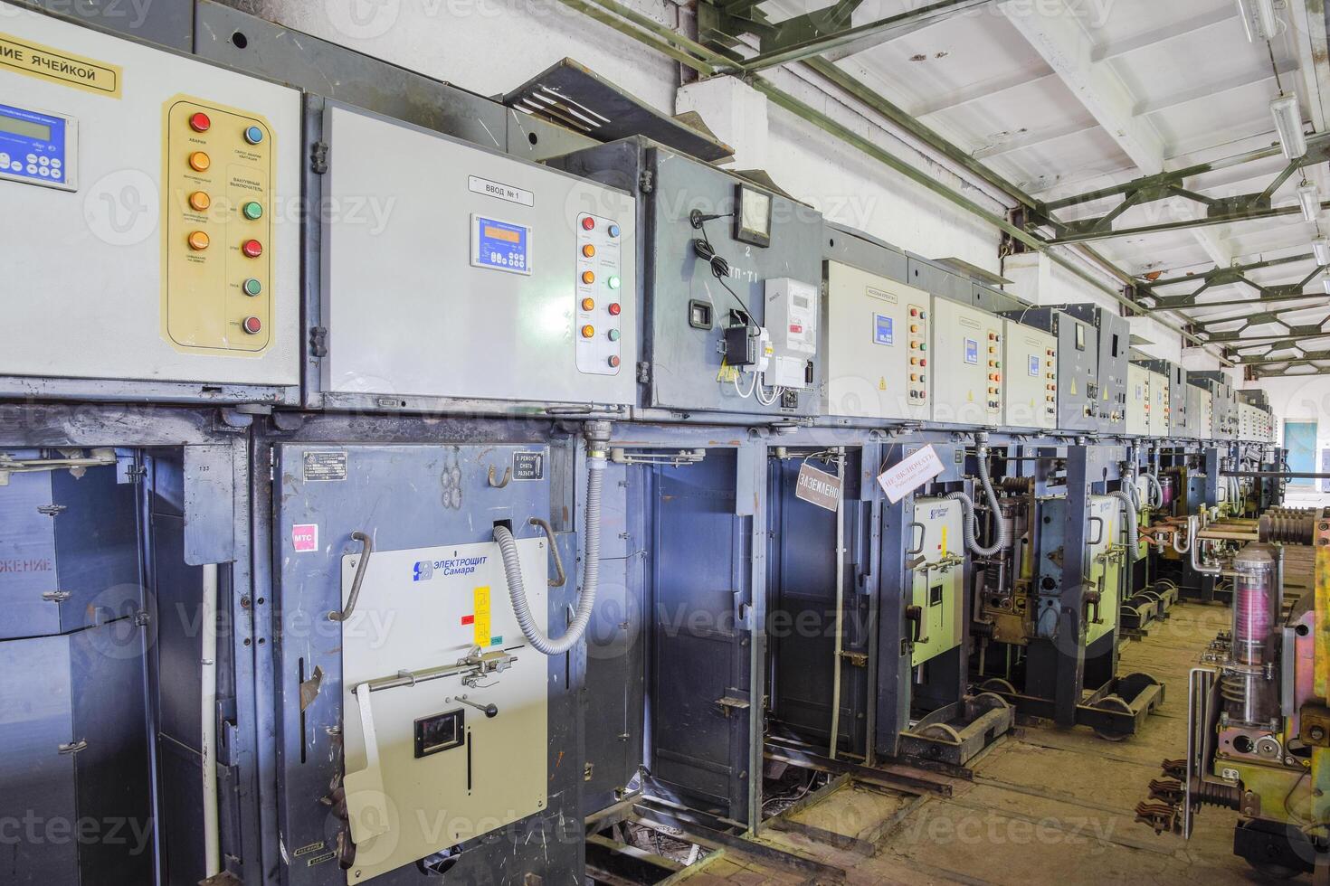 Electrical switchboard pumping station. Control units and electr photo