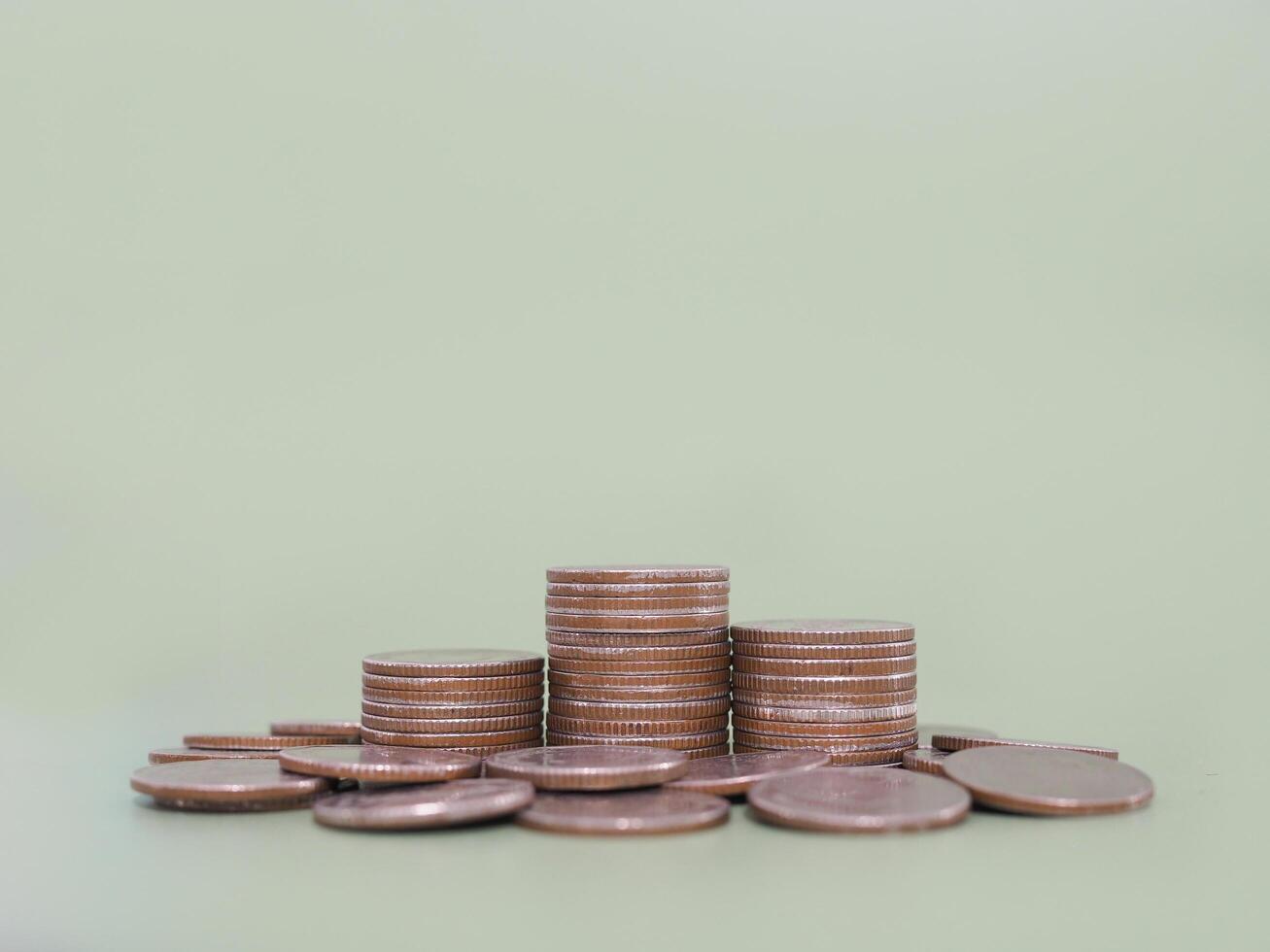Stack of coins. The concept of business growth, Financial investment, Market stock, Profit return, Dividend and Business fund. photo