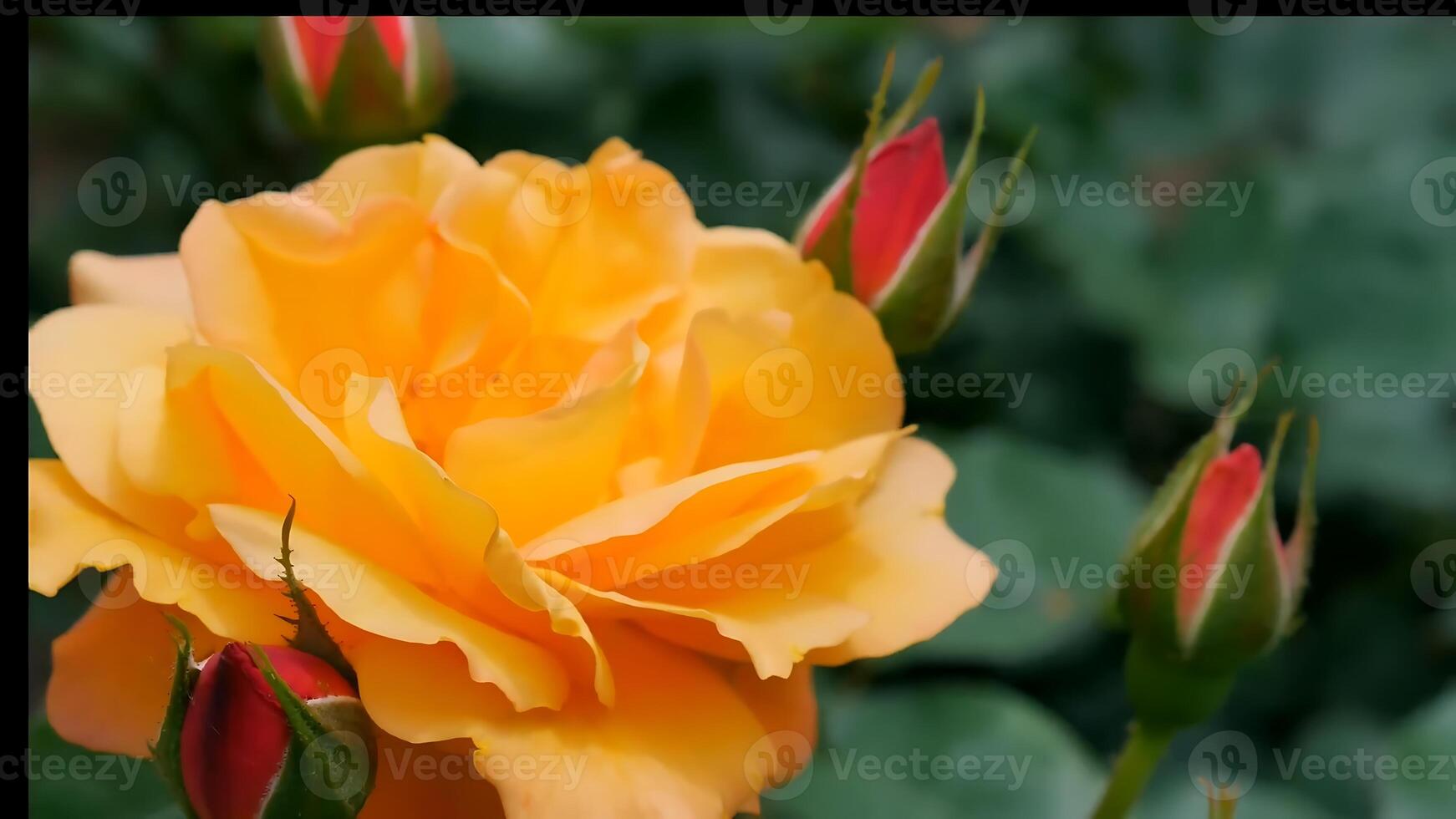 Roses Orange red and white a flower bed on a sunny summer day. photo
