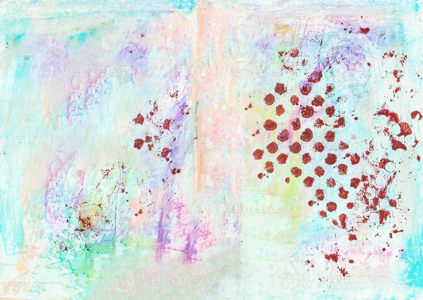 The grunge look abstract background on paper by mixed media technique. Vibrant red random dot and heavy brush stroke texture. photo