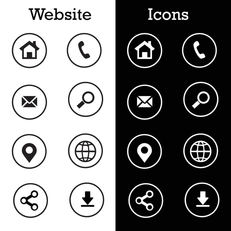 sitio web, Internet blanco aislado iconos, señales en negro antecedentes para diseño plantilla, vector conjunto