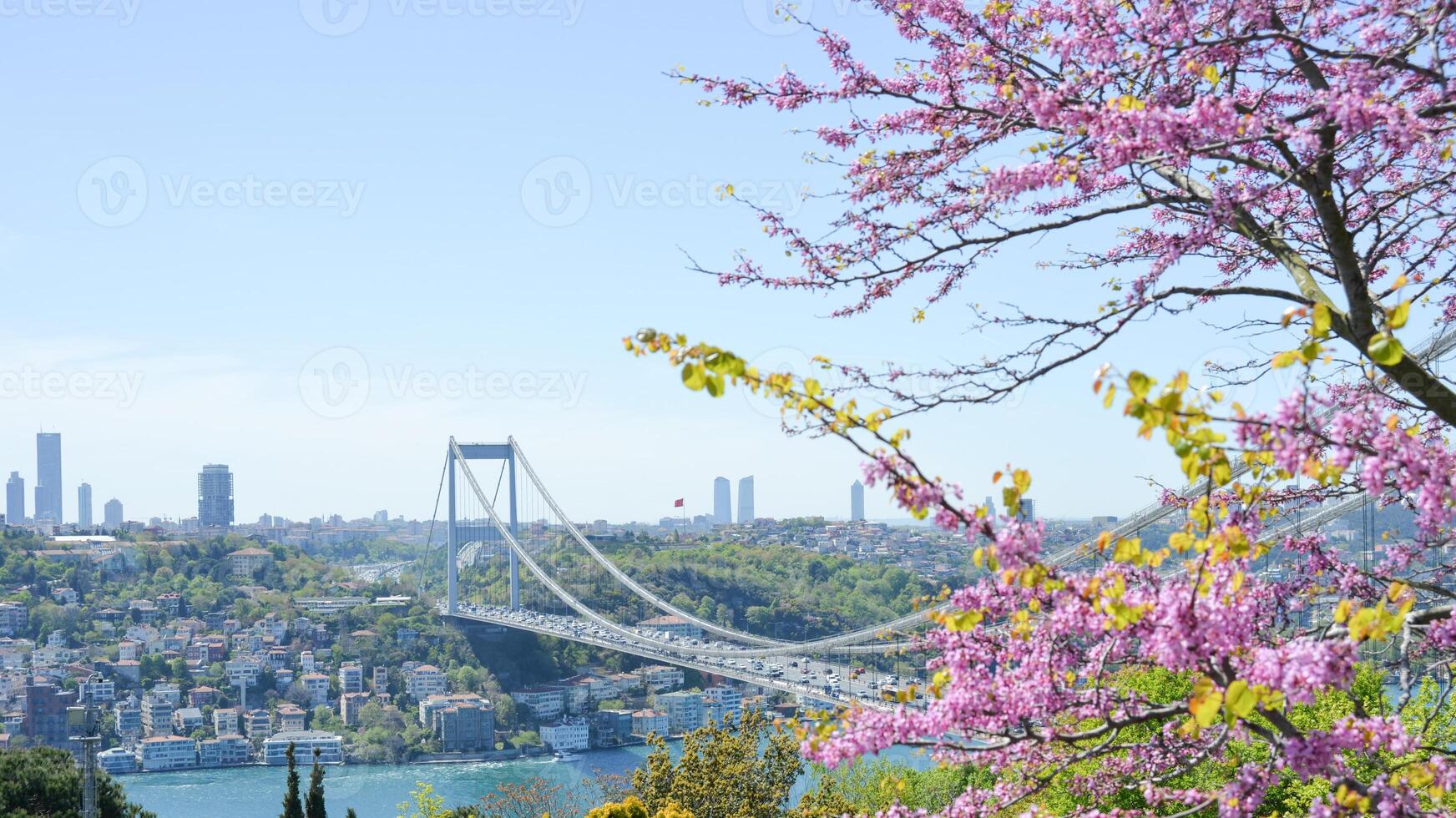 View of Istanbul from Otagtepe with Fatih Bridge. Travel Istanbul background photo