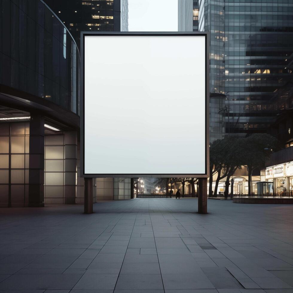 AI generated White vertical street billboard template, empty advertising space, frame, poster photo