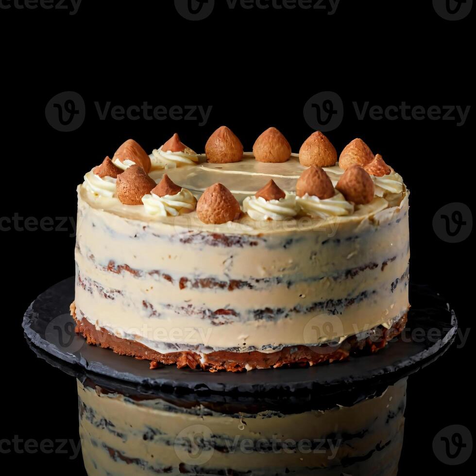 AI Generated High-resolution Chocolate Ganache Cake with Rich Raspberry Filling - Indulgence Captured. photo