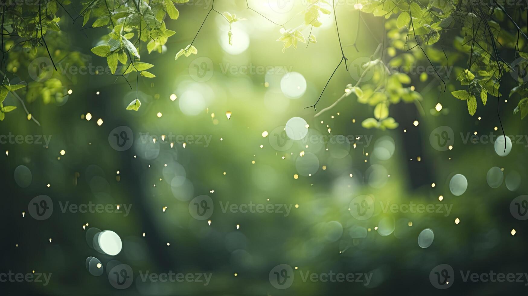 AI generated bokeh forest background, image angle from below, photo