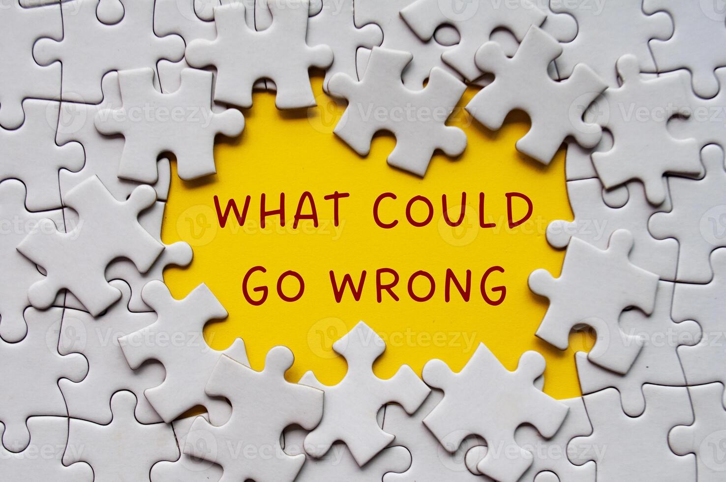 What could go wrong text on missing jigsaw puzzle. Solution concept photo