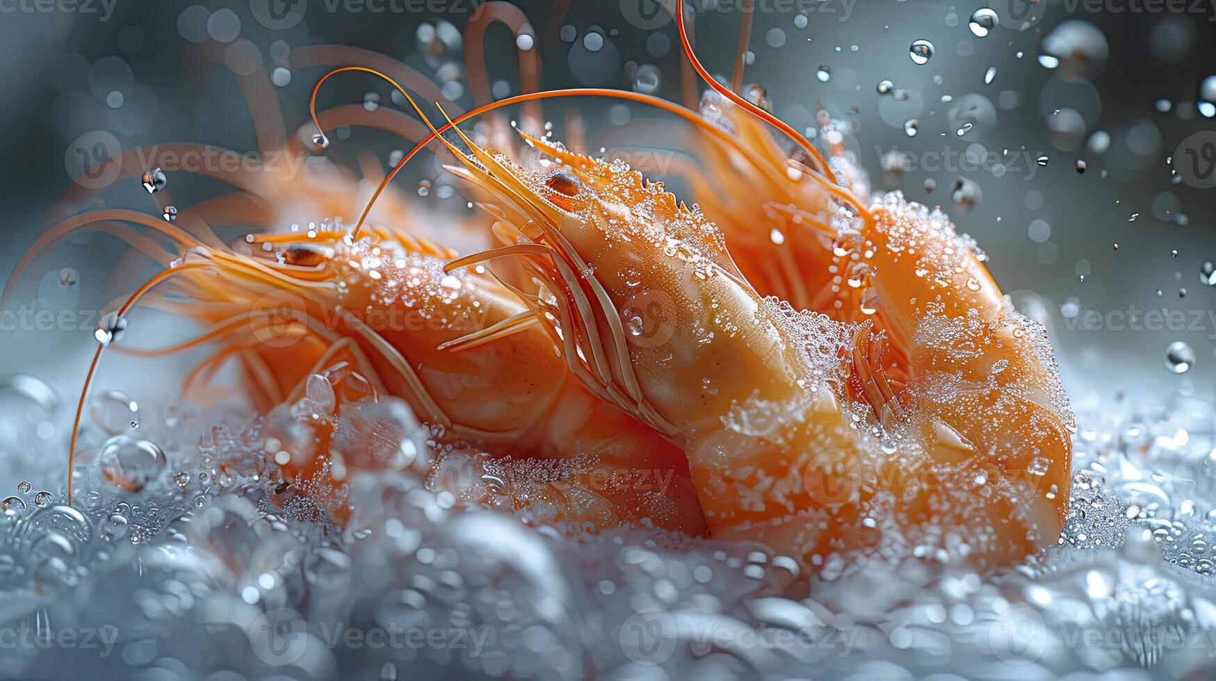 AI generated Succulent frozen shrimp. the freshness of the shrimp close up view. seafood photography. photo