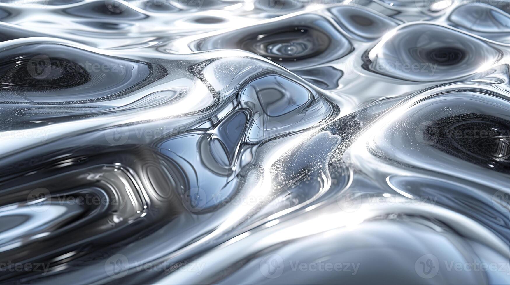 AI generated Liquid Chrome Background. The mesmerizing of liquid chrome graphic design. the brilliance and dynamic nature of liquid chrome, unique visual qualities. futuristic and high-tech elements. photo