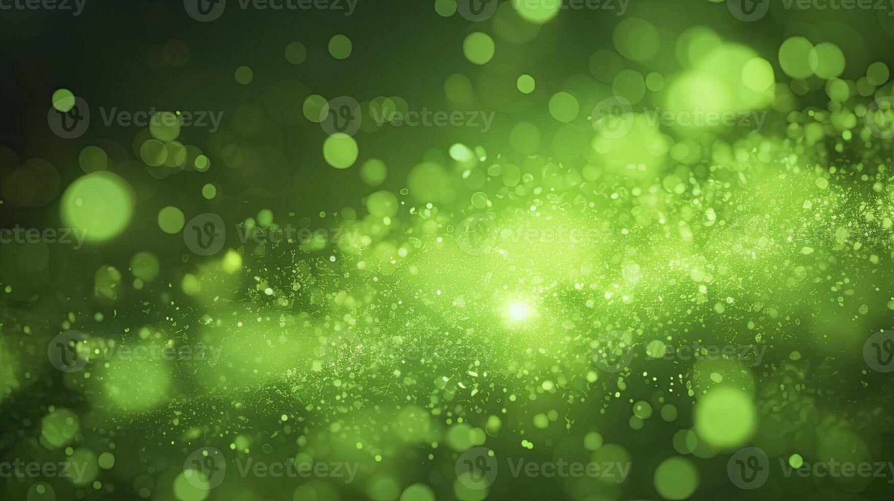AI generated green lime glow particle abstract bokeh background photorealistic 3d render photo
