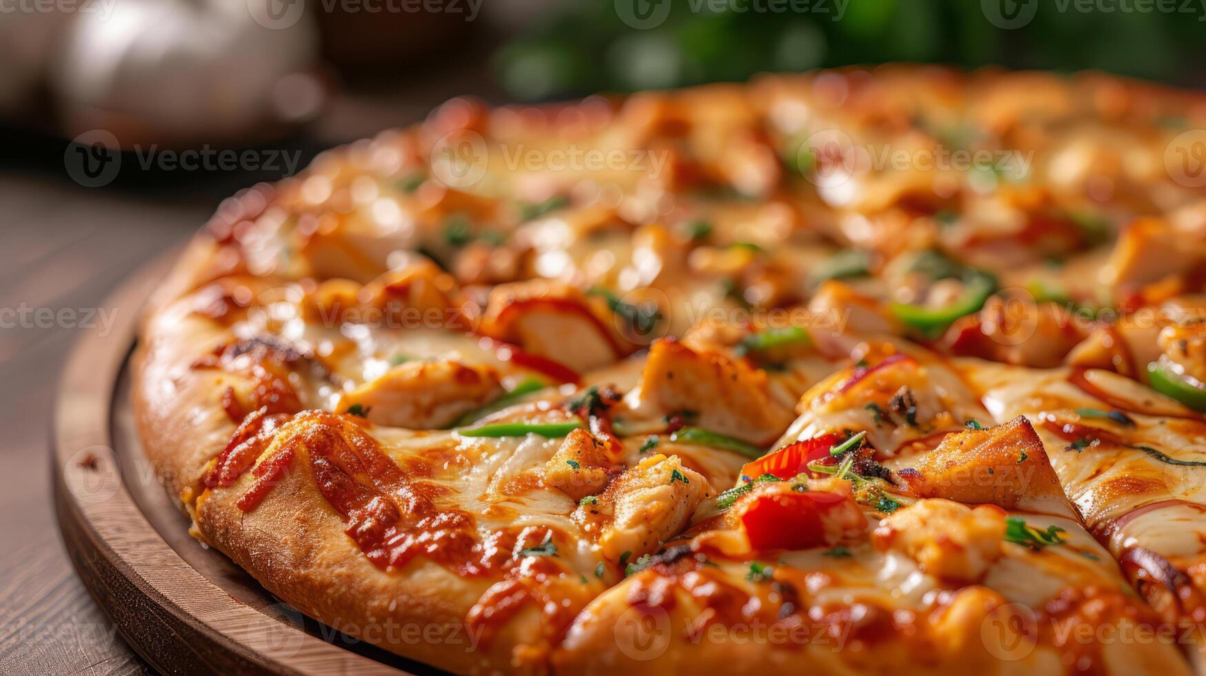 AI generated Close up view of delicious pizza. Fast food concept. photo